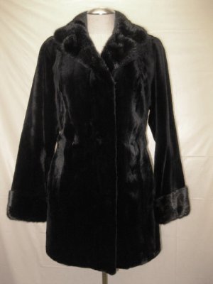 LADIES SHEARED BLK MINK STROLLER +LONG HAIR MINK-40364 (SIZE 55 = SIZE M)