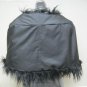 LADIES PRINTED BLUE REX CAPE TRIM WITH BLACK TIBET LAMB - 67018 (SZ F)
