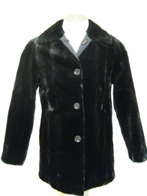 MENS DYED BLACK SHEARED MINK REVERSIBLE WOVEN STROLLER - 44727(SZ M)