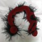 CUTE RED REX KNITTED SCARF TRIM WITH BLACK OSTRICH FEATHER- ST#K035
