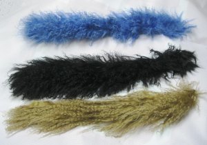 FALL WINTER CHIC FUR TRIM -TIBET LAMB IN COL: BLACK + BEIGE + BLUE