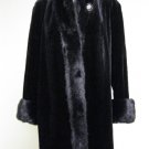 LADIES BLK SHEARED MINK STROLLER W/LONG HAIR MINK TRIM+TURN UP CUFF-DND103(o)XL