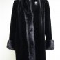 LADIES BLK SHEARED MINK STROLLER W/LONG HAIR MINK TRIM+TURN UP CUFF-DND103(o)XL