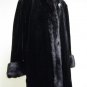 LADIES BLK SHEARED MINK STROLLER W/LONG HAIR MINK TRIM+TURN UP CUFF-DND103(o)XL