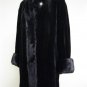 LADIES BLK SHEARED MINK STROLLER W/LONG HAIR MINK TRIM+TURN UP CUFF-DND103(o)XL