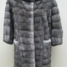 LADIES BLUE GREY MINK HILO 3/4 LENGTH SLEEVE JACKET - 60626(o) SIZE 55 = M