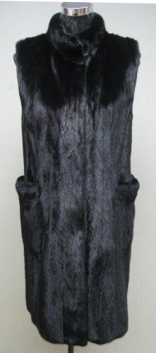 LADIES BLACKGAMA MINK LETOUT LONG VEST REVERSIBLE TO SILK -62121(SIZE 55 = M)