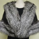 LADIES DARK GRAY MINK CAPE W/SILVER FOX -64442(o) ( SZ F)