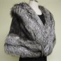 LADIES DARK GRAY MINK CAPE W/SILVER FOX -64442(o) ( SZ F)