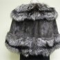 LADIES DARK GRAY MINK CAPE W/SILVER FOX -64442(o) ( SZ F)