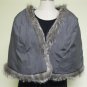 LADIES DARK GRAY MINK CAPE W/SILVER FOX -64442(o) ( SZ F)