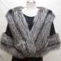 LADIES BLACK MINK CAPE WITH SILVER FOX TRIM-64473 (o) SIZE F