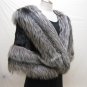 LADIES BLACK MINK CAPE WITH SILVER FOX TRIM-64473 (o) SIZE F