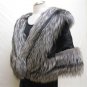 LADIES BLACK MINK CAPE WITH SILVER FOX TRIM-64473 (o) SIZE F