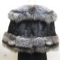 LADIES BLACK MINK CAPE WITH SILVER FOX TRIM-64473 (o) SIZE F
