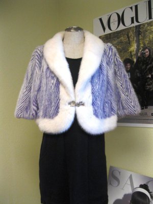 WHITE / PURPLE 2-TONE V-SHAPE MINK CAPE/WRAP - 52792(o)