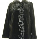 LADIES SHEARED BLACK MINK JKT TRIM WITH LONG HAIR MINK-41979(o) SIZE M