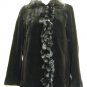 LADIES SHEARED BLACK MINK JKT TRIM WITH LONG HAIR MINK-41979(o) SIZE M