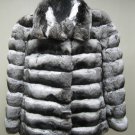 LADIES STUNNING NAT CANADIAN CHINCHILLA HORIZONTAL BOLERO-67022(o) SIZE M