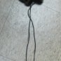 BLACK & BROWN COL BLOCKED SCARF WITH BLACK POM POM TRIM