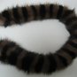 BLACK & BROWN COL BLOCKED SCARF WITH BLACK POM POM TRIM
