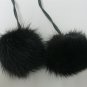 BLACK & BROWN COL BLOCKED SCARF WITH BLACK POM POM TRIM