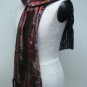 UNISEX ITALIAN PRINTED ART DECO SILK SCARF WITH BLACK FRINGE (C)-SIZE 60" X 12"