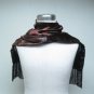 UNISEX ITALIAN PRINTED ART DECO SILK SCARF WITH BLACK FRINGE (C)-SIZE 60" X 12"