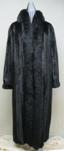 LADIES BLACK MINK COAT W/FOX TUXEDO-66150/1/2(o) SIZE 14 or 16 or 18