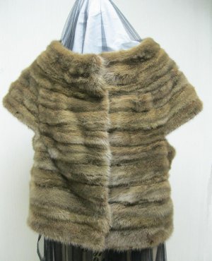 LADIES OLIVER GREEN HORIZONTAL MINK VEST - 64449(o) SIZE 14