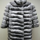 LADIES STUNNING NAT CANADIAN CHINCHILLA HORIZONTAL JACKET-67024(SZ M)