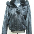 LADIES BLACK US MINK DETACHABLE HOOD JACKET TRIM WITH FOX- 66666 (SIZE 12)