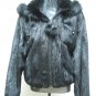 LADIES BLACK US MINK DETACHABLE HOOD JACKET TRIM WITH FOX- 66666 (SIZE 12)