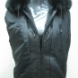 LADIES BLACK US MINK DETACHABLE HOOD JACKET TRIM WITH FOX- 66666 (SIZE 12)