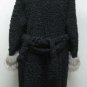 LADIES BLACK KARAKUL LAMB COAT FIXED HOOD TRIM WITH COYOTE - 62413 (SIZE 42)