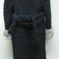 LADIES BLACK KARAKUL LAMB COAT FIXED HOOD TRIM WITH COYOTE - 62413 (SIZE 42)