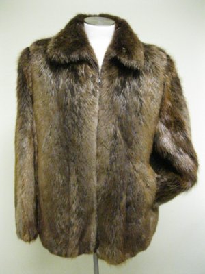 MENS BIG & TALL NATURAL BEAVER BOMBER JACKET  - 63392 (SIZE 4XL)