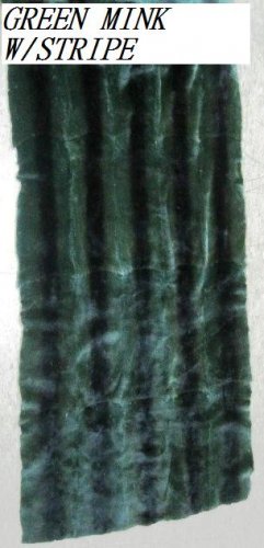 MINK PLUCKED GREEN COL W/STRIPE PLATE-DRESSED REAL GENUINE SKIN (est 47" X 20")