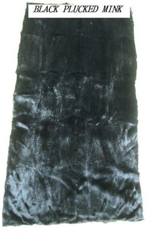MINK DYED BLACK PLUCKED DRESSED REAL GENUINE FUR SKIN PLATE(est size 40" X 21")
