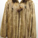 LADIES DYED WHISKEY MINK LET OUT HOODIE JACKET - 59018(o) SIZE L