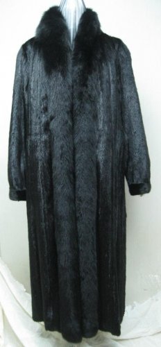 LADIES BLACK MINK COAT W/FOX TUXEDO - 65739/740/743 (size 10 /12 / 14)