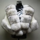 LADIES NATURAL WHITE F MINK CAPE TRIM WITH BLUE FOX - 67108 ( SZ F)