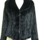LADIES NATURAL BLACK KNITTED USA MINK JACKET - HF10226(SZ F = M)