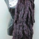 LADIES CUTE & FASHION DYED BURGUNDY FOX SCARF TRIM WITH SILK RIBBON