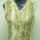 LADIES BLEACHED MUSKRAT KNITTED VEST - HHH-42 (SIZE F = S)