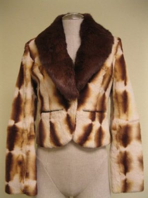 LADIES CUTE TIE DYED RABBIT BOLERO WITH BROWN DETACHBLE COLLAR (BN3)sz S