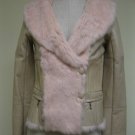 LADIES CHIC BISQUE REX LEATHER OUT SHORT BOLERO (BN1)sz S