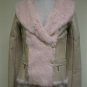 LADIES CHIC BISQUE REX LEATHER OUT SHORT BOLERO (BN1)sz S