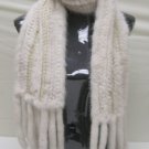 LADIES CUTE & FASHION WHITE MINK+LEATHER KNIT SCARF(9904555)