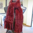 LADIES CUTE & WARM DYED BURDGUNDY REX KNIT SCARF(W-7)